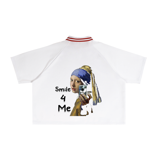 Contrast Lapel Collar Boxy T-Shirt