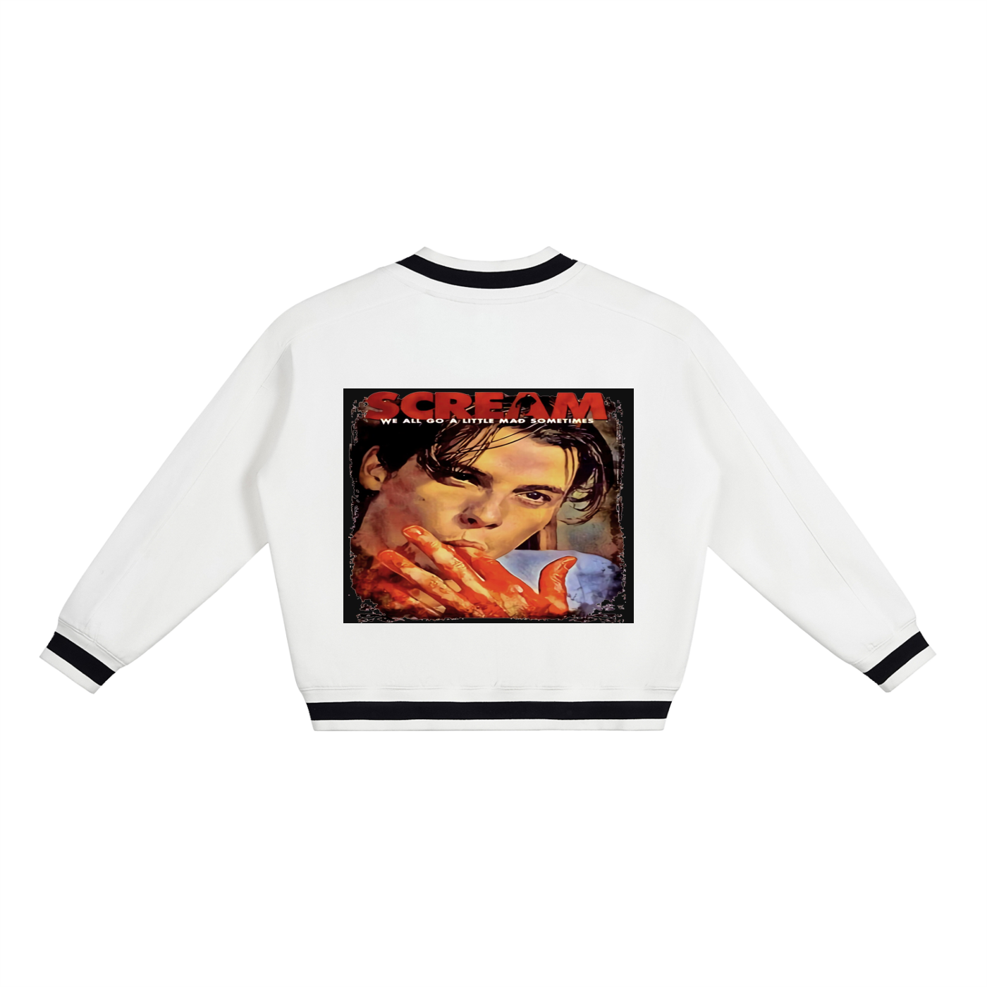 V-Neck Contrast Collar Boxy Sweatshirt